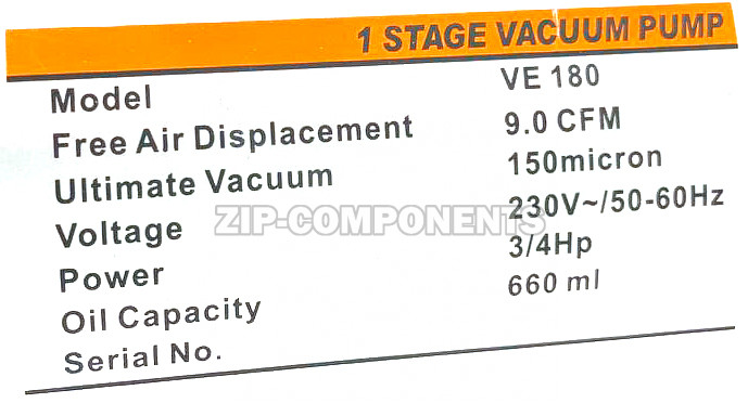 Вакуумный насос VE-180 1-ступенчатый 226 л/мин